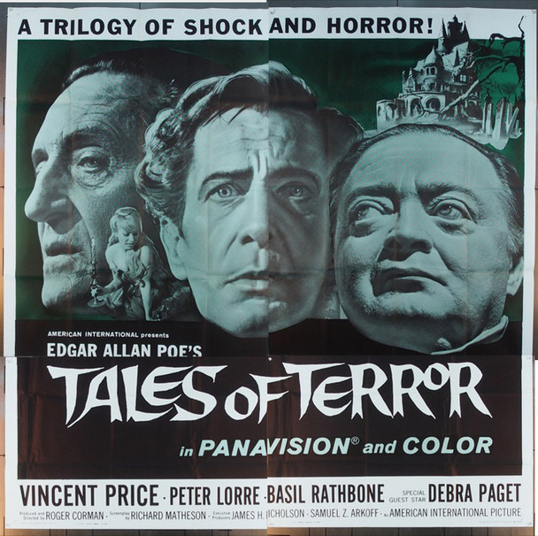 TALES OF TERROR (1962) 5461  Movie Poster  U.S. Six-Sheet  Vincent Price  Peter Lorre  Basil Rathbone  Roger Corman Original American International Pictures Six Sheet Poster (81x81).  Unused.  Very Fine Plus Condition.