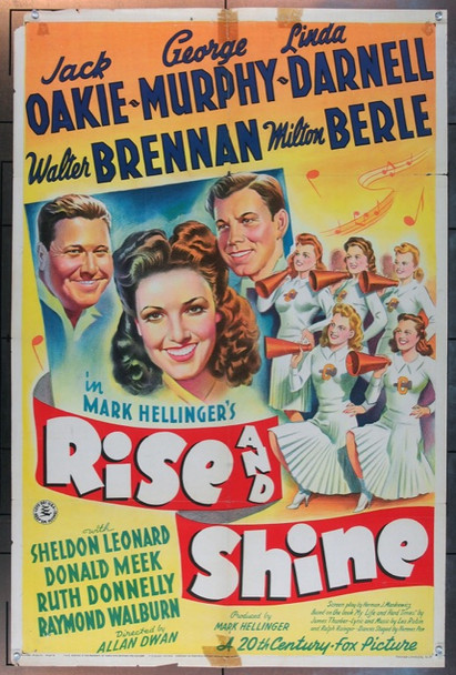 RISE AND SHINE (1941) 2110 Movie Poster (27x41) Linda Darnell  Jack Oakie  George Murphy  Allan Dwan 20th Century Fox Original One Sheet Poster  27x41  Folded.  Good Theater-Used Average Condition