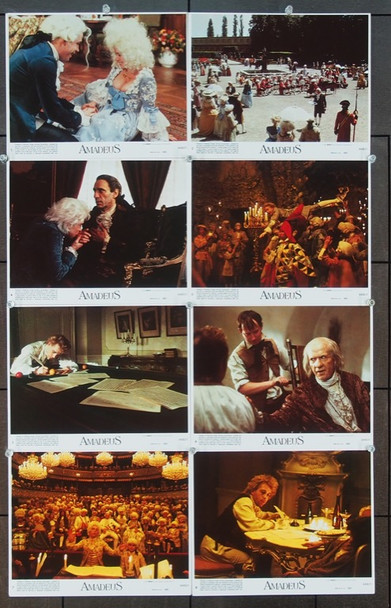 AMADEUS (1984) 16515 Movie Posters  Tom Hulce  F. Murray Abraham  Jeffrey Jones  Simon Calley  Milos Forman Original Zaentz Company Set of 8 Color Lithographed Stills (8x10).  Very Fine Plus.