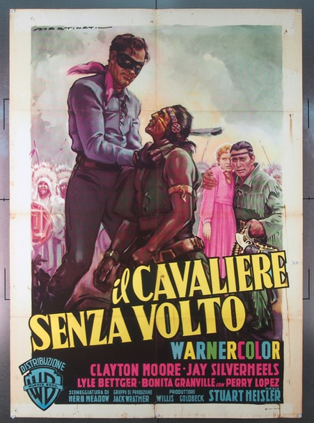 LONE RANGER, THE (1956) 25516 Italian Movie Poster  LInen-Backed  Art by Luigi Martinati Original Italian 2 Fogli Poster (55x79).  Folded.  Very Fine Condition.
