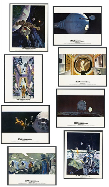 2001:  A SPACE ODYSSEY (1968) 7137  Movie Posters  British Front of House Cards  Eight Individual Card  STANLEY KUBRICK   CINERAMA Original MGM/ British Front of House card group  Roadshow Cinerama Release  8x10  Very Fine Plus  Eight cards