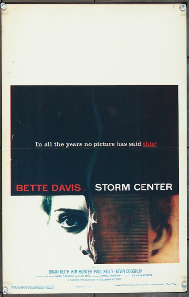 STORM CENTER (1956) 25764 Original Columbia Pictures Window Card (14x22).  Art by Saul Bass.  Folded Once.  Fine Plus.