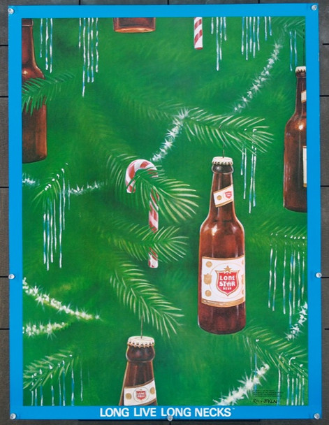 LONG LIVE LONG NECKS (1974) 25778 Art by Austin Artist Jim Franklin  Lone Star Beer Poster   Made in TEXAS! LONE STAR BEER PROMOTIONAL POSTER  (24X32)  1974  Art by Jim Franklin