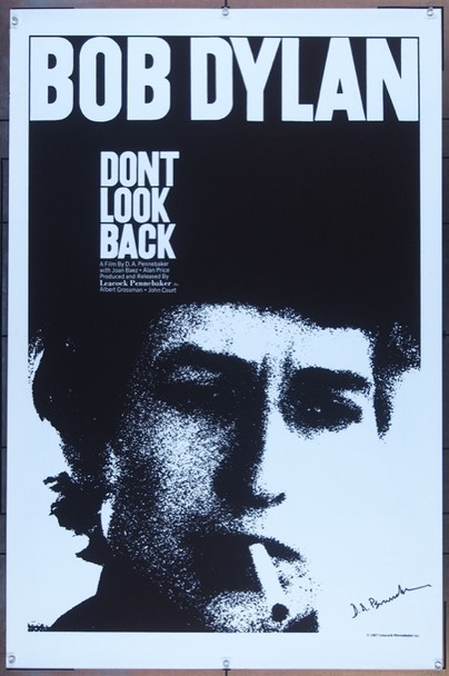 DON'T LOOK BACK (1967) 7954 Movie Poster (27x41) Bob Dylan  Very First Release Signed by D.A. Pennebaker LEACOCK-PENNEBAKER WORLD PREMIERE POSTER (27X41) UNFOLDED VERY FINE TO NEAR MINT SIGNED