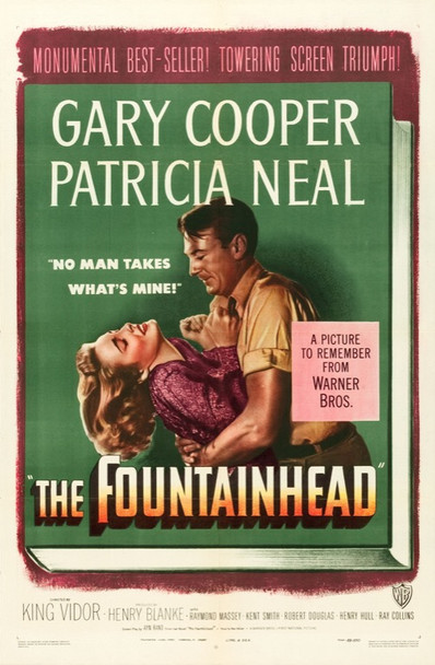 FOUNTAINHEAD, THE (1949) 22509 Movie Poster (27x41)  Gary Cooper  Patricia Neal  Film directed by King Vidor Warner Brothers Original U.S. One Sheet Poster  27x41  Unbacked.  Very Fine Condition