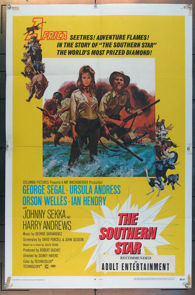 SOUTHERN STAR, THE (1969) 26133 Movie Poster  George Segal  Ursula Andress  Ian Hendry  Orson Welles  Sidney Hayers Columbia Pictures One Sheet Poster  (27x41) Folded.  Fine to Fine Plus Condition SOUTHERN STAR, THE (1969) 26133 Movie Poster  George Segal  Ursula Andress  Ian Hendry  Orson Welles  Sidney Hayers Columbia Pictures One Sheet Poster  (27x41) Folded.  Fine to Fine Plus Condition