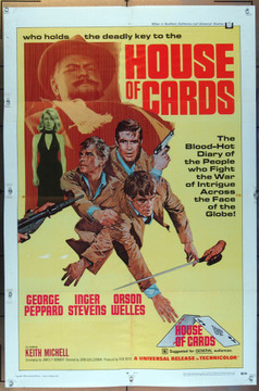 HOUSE OF CARDS (1968) 26086  Movie Poster (27x41)  George Peppard  Orson Welles  Inger Stevens  Keith Michell  John Guillermin Universal Pictures Original One-Sheet Poster (27x41) Folded  Very Good Condition