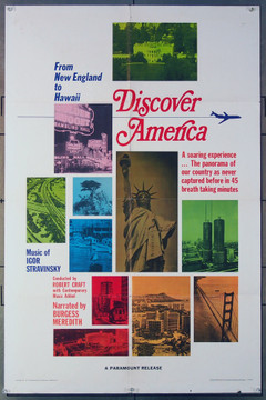 DISCOVER AMERICA (60'S) 3321  Paramount Pictures Documentary Short Subject Poster  Americana  Igor Stravinsky Original Paramount Pictures Documentary Short Subject One-Sheet Poster (27x41) Folded  Fine Condition