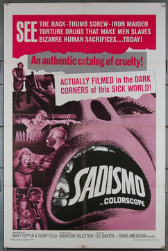 SADISMO (1967) 18555 Original American International Pictures One Sheet Poster (27x41).  Folded.  Very Fine.