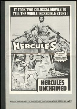 HERCULES UNCHAINED (1959) 27040 Warner Brothers Re-release double-feature pressbook with HERCULES UNCHAINED