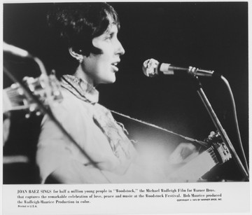 WOODSTOCK (1970) 27053  Gelatin Silver Print (8x10)  JOAN BAEZ Warner Brothers Original Gelatin Silver Photograph (8x10).  Very Fine Condition