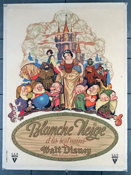 SNOW WHITE AND THE SEVEN DWARFS (1937) 6794  Original French Affiche  24x32  Stone Lithograph  Original   Art by Gustav Tenggren Original French Poster (24x32).  Included An Official Invitation to the Paris Premier (8.5x8.5). Very Fine Condition.