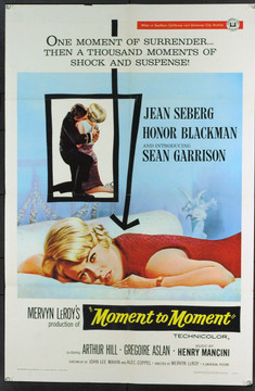 MOMENT TO MOMENT (1965) 11397 Movie Poster (27x41) Folded  Jean Seberg  Honor Blackman  Sean Garrison  Arthur Hill  Mervyn LeRoy Original Universal Pictures One Sheet Poster. 27x41. Fine condition.