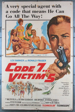 CODE 7 VICTIM 5!  (1964) 3576 British Lion Films Original U.S. One-Sheet Poster (27x41) Folded  Good Condition Only