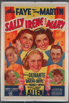 SALLY, IRENE AND MARY (1938) 5179 Original One-Sheet Movie Poster (27x41) Alice Faye  Tony Martin  Jimmy Durante 20th Century Fox Original U.S. One-Sheet Poster (27x41) Linen-Backed  Fine Plus Condition