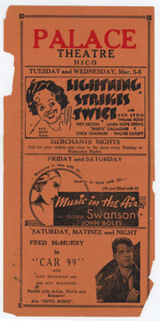 LIGHTNING STRIKES TWICE (1934) 15511 RKO Theater Handbill (9x4) Herald