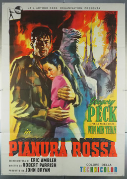 PURPLE PLAIN, THE (1954) 27954 Movie Poster  Italian 39x55  Gregory Peck  Bernard Lee  Win Min Than  Robert Parrish   Art by Sandro Symeoni Original Italian 2 Fogli Poster (39x55).  Folded.  Fine Condition.