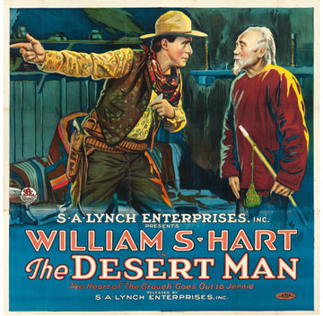 DESERT MAN, THE (1917) 28167  Movie Poster  Six-Sheet  82 x 82 inches  William S. Hart  Film directed by William S. Hart S.A. Lynch Enterprises Original Six Sheet  (82x82)  Folded  Fine Condition