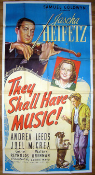 THEY SHALL HAVE MUSIC (1939) 16316 Samuel Goldwyn Studios Original U.S. Three-Sheet Poster (41x81) Folded  Very Fine Condition