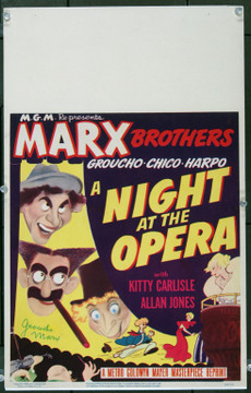 NIGHT AT THE OPERA, A (1935) 22410 Movie Poster Re-release of 1948  SIGNED by GROUCHO MARX Original MGM 1948 Re-Release Window Card (14x22).  Signed Groucho Marx.  Art by Al Hirschfeld. Very Fine Condition.