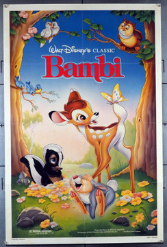 BAMBI (1942) 25782 Walt Disney Company Original U.S. One-Sheet  Re-release of 1988  Folded  Fine Plus Condition