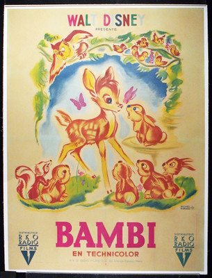 Original Bambi (1942) movie poster in VG condition for $3200.00