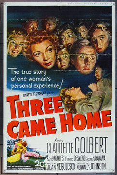 THREE CAME HOME (1950) 13840 Original 20th Century-Fox One Sheet Poster (27x41).  Folded.  Very Fine.