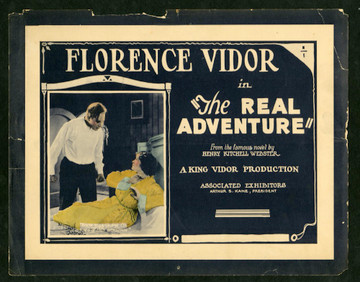 REAL ADVENTURE, THE (1922) 2510 Movie Poster  11x14 Title Lobby Card   Florence Vidor  King Vidor Original Associated Exhibitors Title lobby card   11x14  Very Good Condition   FLORENCE VIDOR