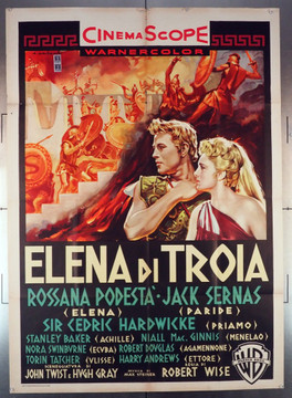 HELEN OF TROY (1956) 7048   Rossana Podesta Original Italian Poster Warner Brothers Original Italian 39x55 Poster  Folded  Good Condition