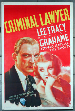 CRIMINAL LAWYER (1937) 28960 RKO Pictures Original U.S. One-Sheet Poster (27x41) Folded  Very Fine Condition