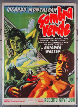 SOMBRA VERDE (1954) 12633  Gorgeous Ricardo Montalban Movie Poster Original Mexican Poster (27x37) Folded  Fine Plus Condition