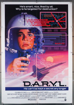 D.A.R.Y.L. (1985) 4199  International Style One-Sheet Poster  Art by Dave Jarvis Columbia Pictures Original U.S. One-Sheet Poster (27x41) Folded  Very Fine Condition