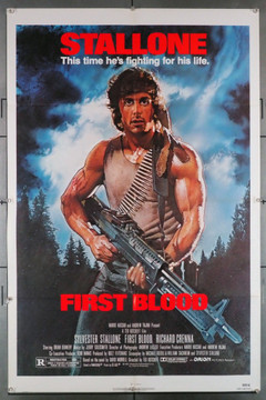 FIRST BLOOD (1982) 1274  Sylvester Stallone Movie Poster Very Fine Condition   Art by Drew Struzan Orion Pictures Original U.S. One-Sheet Poster (27x41) Folded  Very Fine Plus Condition