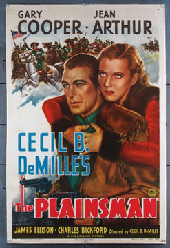 PLAINSMAN, THE (1936) 21751  Original Movie Poster (27x41)  Gary Cooper  Jean Arthur Original U.S. One-Sheet Poster (27x41) Re-release of 1946.  Linen-Backed.  Fine Condition.