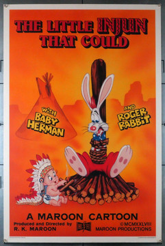 LITTLE INJUN THAT COULD, THE (1988) 344  (WHO FRAMED ROGER RABBIT)  Maroon Cartoon Killian Poster  Baby Herman Original Killian Enterprises Maroon Cartoon Poster