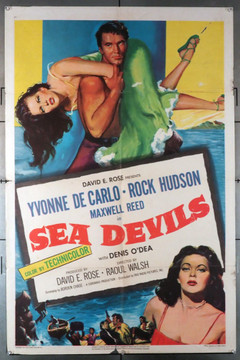 SEA DEVILS (1953) 11437   Yvonne DeCarlo   Rock Hudson Movie Poster Original U.S. One-Sheet Poster (27x41)  Folded  Very Good Plus Condition