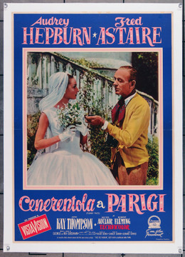 FUNNY FACE (1957) 7965  Audrey Hepburn   Fred Astaire  Italian Film Poster Paramount Pictures Italian 27x19  Linen Backed  Fine Plus