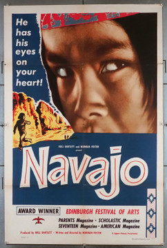 NAVAJO (1952) 1895  Lippert PIctures One-Sheet Movie Poster First Release  Francis Kee Teller   Norman Foster Original Lippert Pictures One Sheet Poster (27x41).  Folded.  Very Good Plus to Fine  Theater-Used