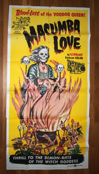 MACUMBA LOVE (1960) 12996  Exploitation Movie Poster   Douglas Fowley   William Wellman, Jr. Original U.S. Three-Sheet Poster (41x81)  Average Used Condition  Fair Condition