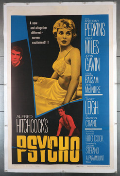 PSYCHO (1960) 23652   Original Alfred Hitchcock Movie Poster   Anthony Perkins   Janet Leigh   John Gavin Original U.S. One-Sheet Poster (27x41) Linen-Backed  Very Fine Condition