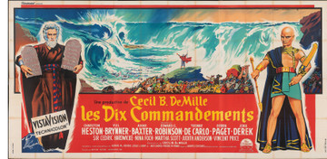 TEN COMMANDMENTS, THE (1956) 6271  French Original Movie Poster  Charlton Heston  Yul Brynner  Anne Baxter  Cecil B. DeMille  (94x189) Original Paramount Pictures French Six-Panel Poster   94x189 inches  Fine Plus Condition