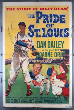 PRIDE OF ST. LOUIS, THE (1952) 2761  Dan Dailey Movie Poster   Dizzy Dean Movie Poster Original Twentieth Century Fox One Sheet (27 x 41). Very Good Plus Condition