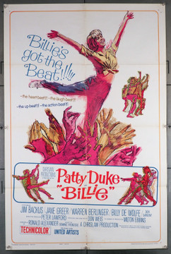 BILLIE (1965) 11325  Original U.S. One-Sheet  (27x41) Patty Duke Movie Poster United Artists Original One-Sheet Poster  Style B  27x41 Folded