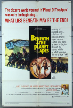 BENEATH THE PLANET OF THE APES (1970) 3149  Charlton Heston  James Franciscus Movie Poster 20th Century Fox Original One-Sheet Poster (27x41)  Folded  Very Fine Condition