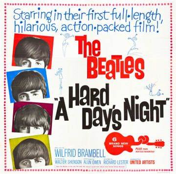 HARD DAY'S NIGHT, A (1964) 21218  The Beatles Movie Poster  Six-Sheet  81x81 Poster  Design by Joseph Caroff Original United Artists Six Sheet Poster (81x81). Folded. Very Fine Minus.
