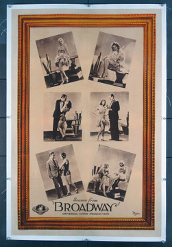 BROADWAY (1929) 26277  DIRECTED BY PAL FEJOS  Rare Universal Pictures Sepia Tone Movie Poster U.S. One-Sheet Poster (27x41) Linen Backed  Fine Plus Condition