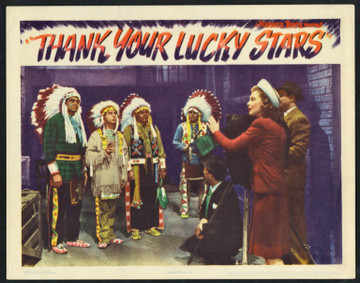 THANK YOUR LUCKY STARS (1943) 25703  Eddie Cantor Joan Leslie and Hollywood Indians Scene Lobby Card Warner Brothers Original Scene Lobby Card (11x14) Very Fine Condition