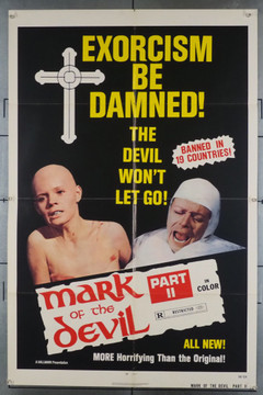 MARK OF THE DEVIL II  (1973) 3801 Movie Poster (27x41)  Adrian Hoven   Anton Diffring   Original Hallmark Releasing One Sheet Poster (27x41).  Folded.  Fine Condition.