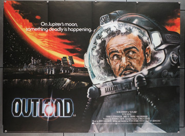 OUTLAND (1981) 8806  Movie Poster   30x40 British Quad Poster   Sean Connery  Peter Boyle  Peter Hyams Original British 30x40 Poster  British "Quad"  Folded  Fine Plus Condition