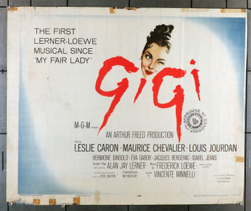 GIGI (1958) 29417  Original U.S. Half-Sheet Poster   Fair Condition Only  Trimmed  Leslie Caron Original U.S. Half Sheet Poster (22x28)  Trimmed on Right Border  Fair Condition Only